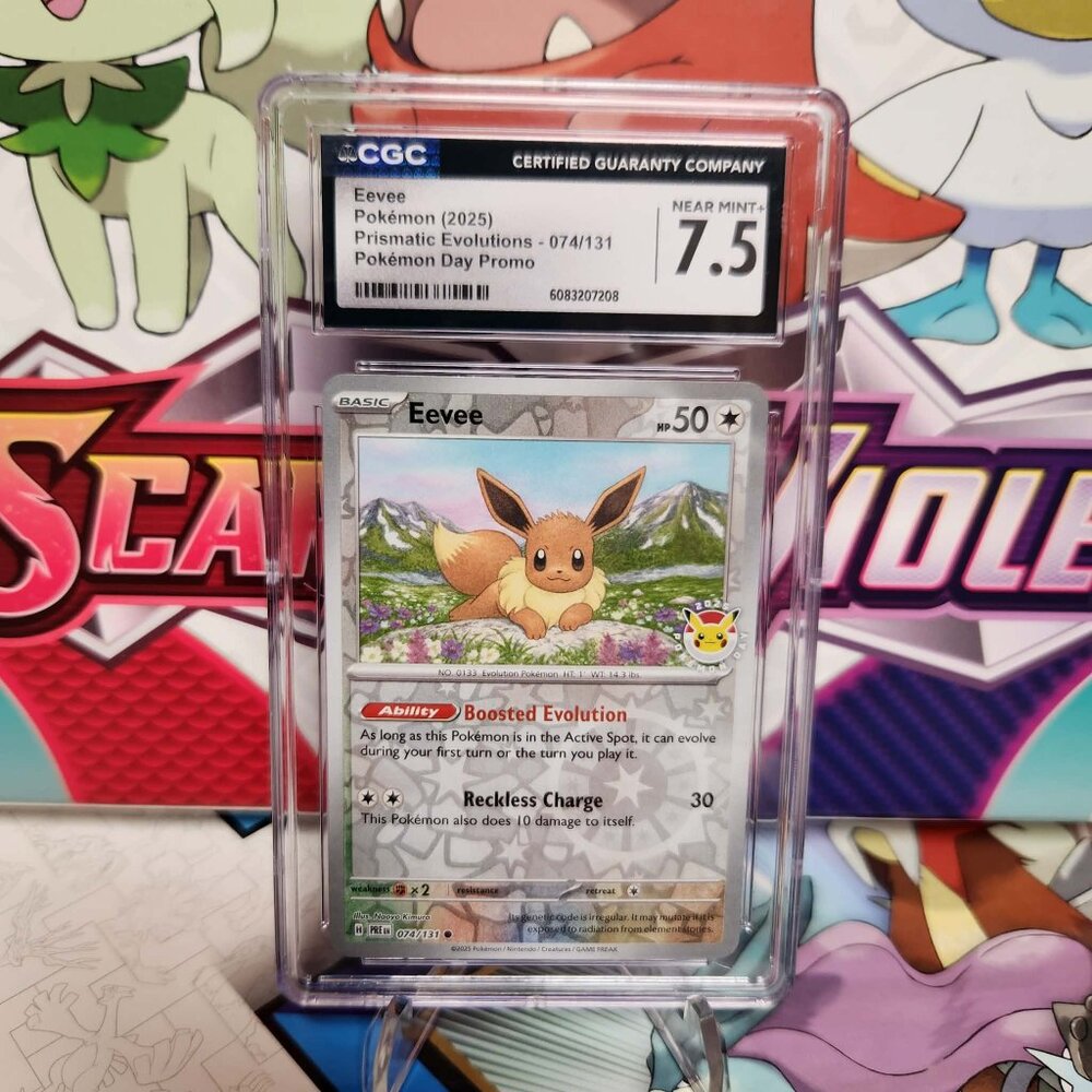 Pokemon Eevee 074/131 Pokemon Day Promo 2025 - Prismatic Evolutions - CGC 7.5